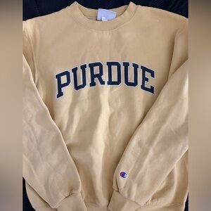 Champion Yellow Crewneck Sweater with Purdue Logo